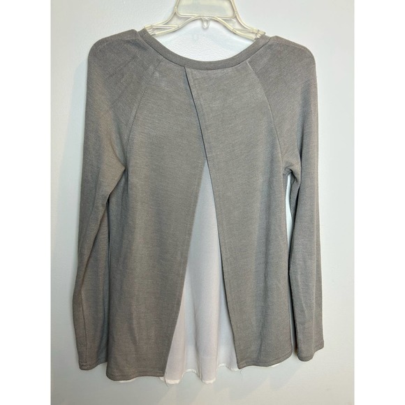Lulus XS Womens Sweater Grey Boho Open Back with White Knit - Picture 5 of 10